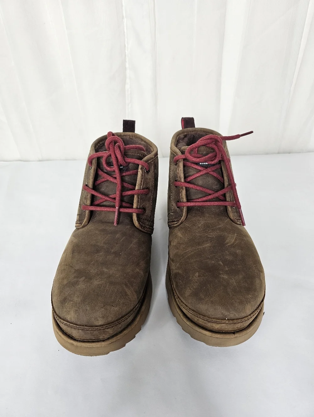 UGG Neumel Waterproof Leather Chukka Boots Grizzly Brown Cabincore Cozy Men's 10